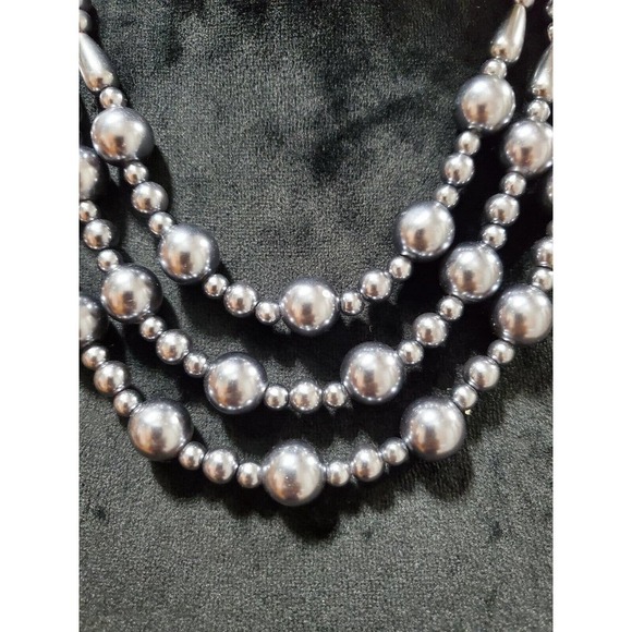 Women's Triple Standard Round Silver Balls Modern Necklace Pendant - Picture 2 of 8